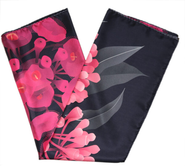 Flowering Gum Dark Silk Square Scarf 90 - Designed by Elise Whetter